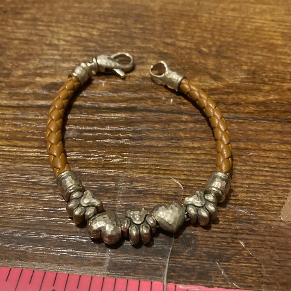 JAI leather and sterling silver heart and paws bracelet - Picture 6 of 10